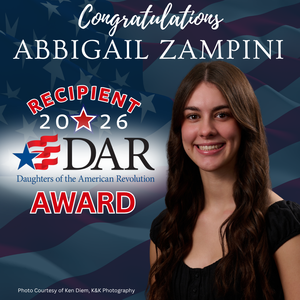 Photo of Zampini with patriotic background