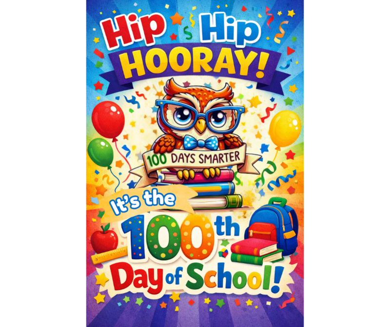 hip hip hooray it's 100 days!