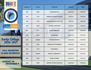 Early College Fall Schedule