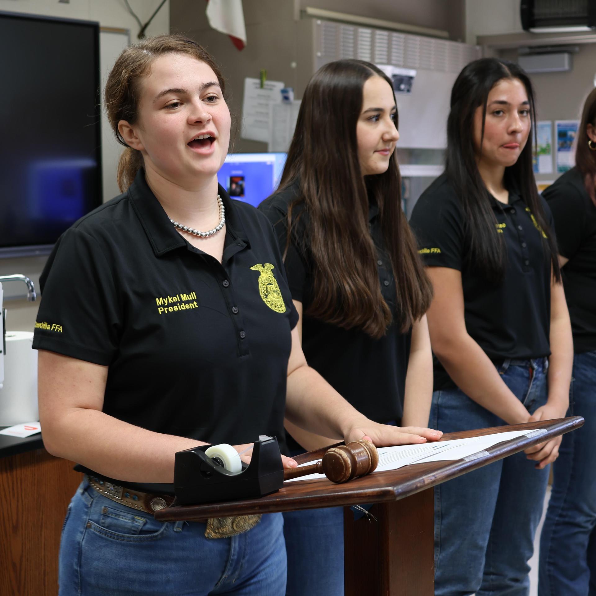 Future Farmer officers conducting the meeting