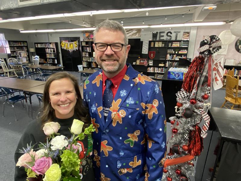 LCSD Teacher of the Year Sara Knox and Superintendent John-Mark Cain