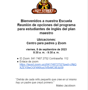 Master Plan Program Option Meeting Flyer