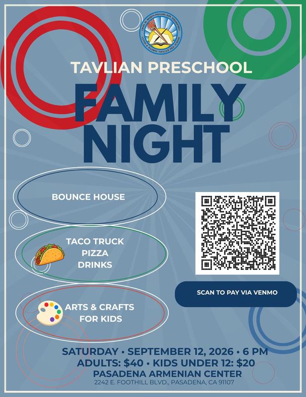 Tavlian Preschool Family Night flyer
