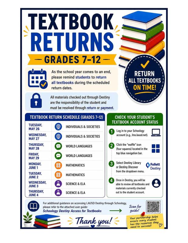 textbook return schedule