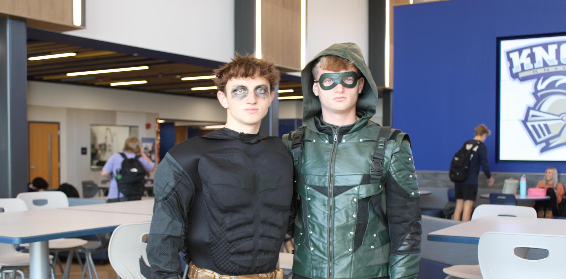 two students dressed as super heroes