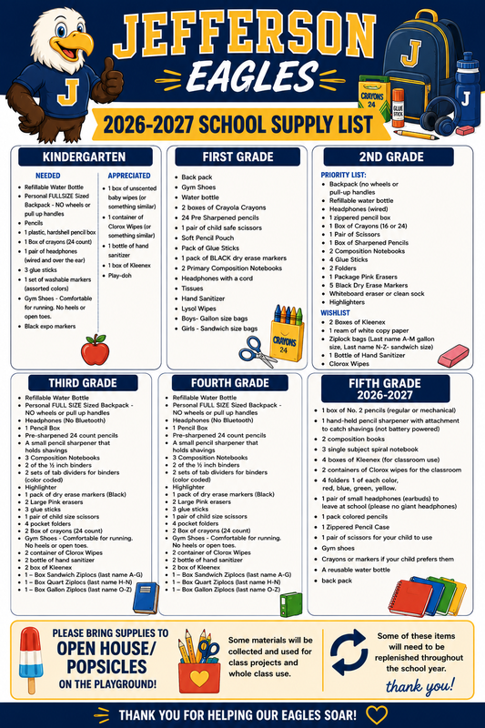 School Supply list