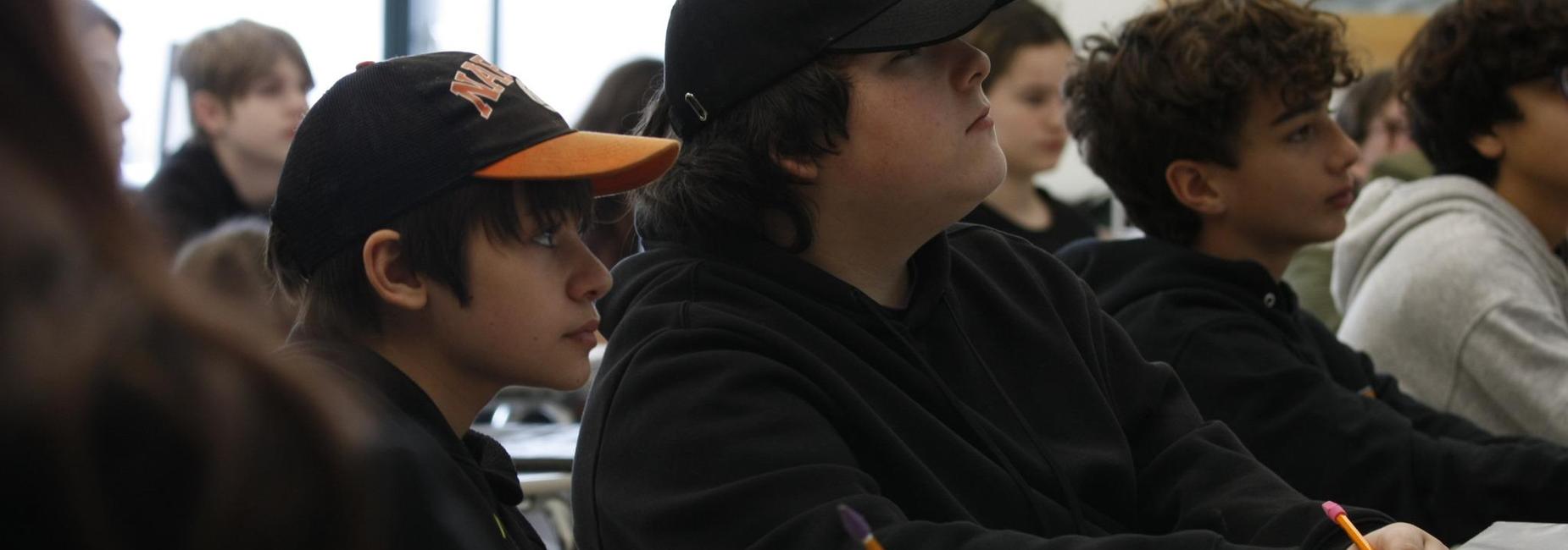 middle school students in class