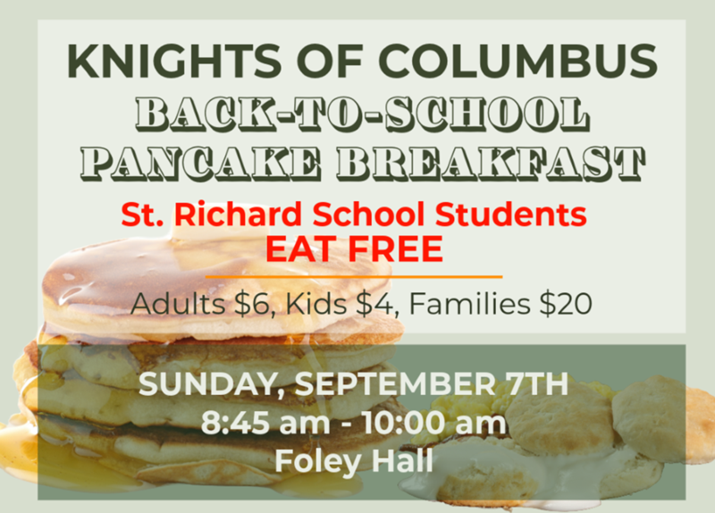 Knights of Columbus Pancake Breakfast, Sept. 7