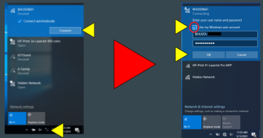 Reconnect to BHUSDWifi with Windows user account