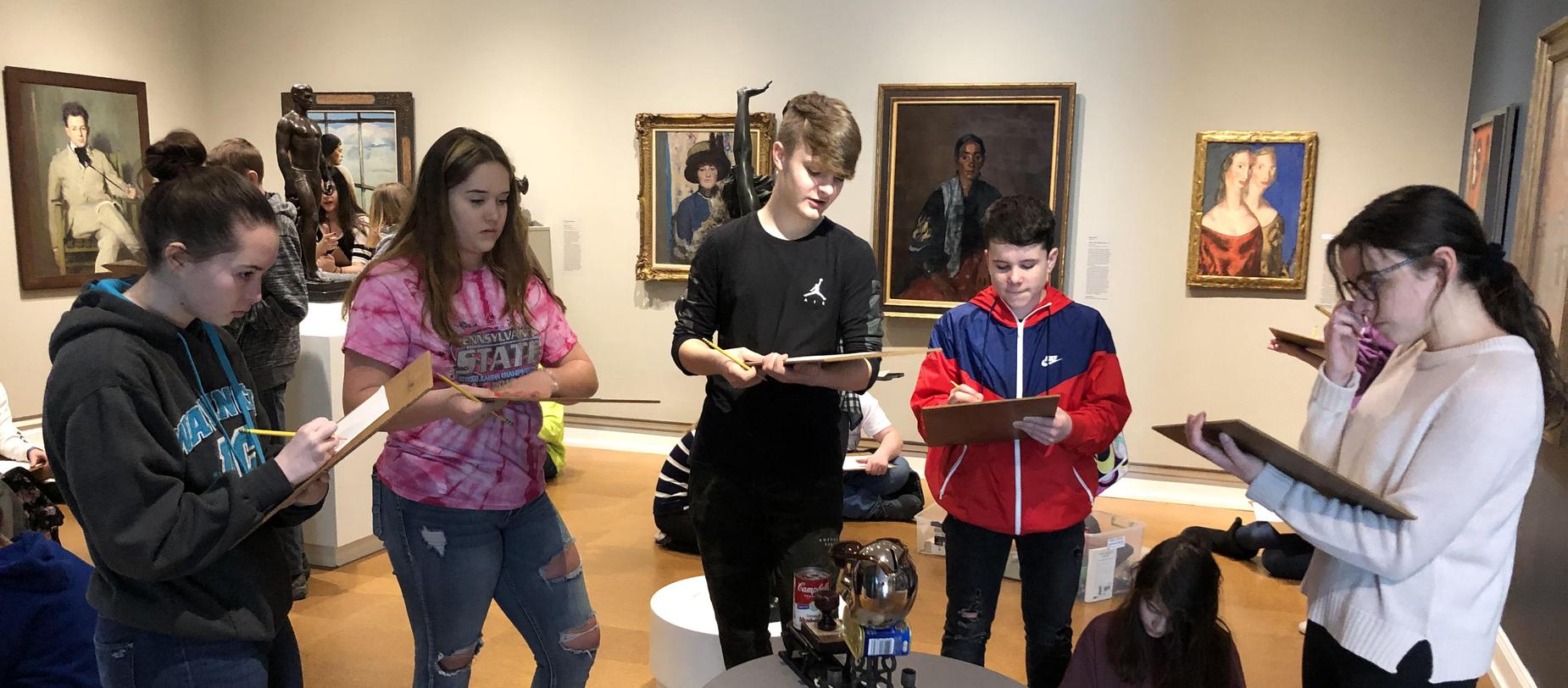 Eighth grade students at the Westmoreland Museum of American Art