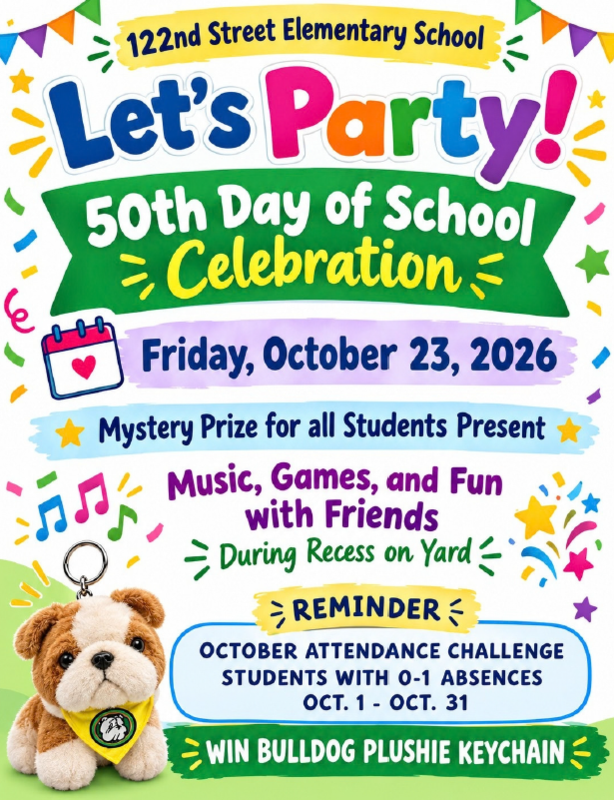 A flyer showing the 50th day of school