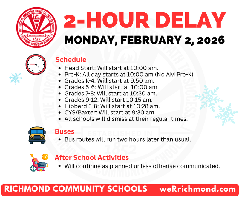 February 2, 2026 - 2 hour delay