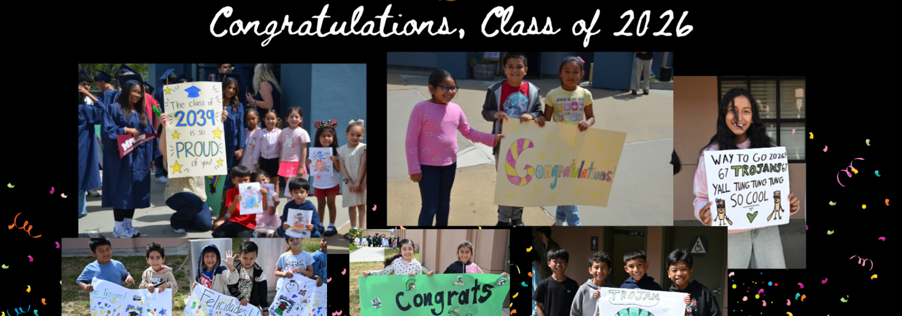 Collage of students congratulating graduating seniors of 2026