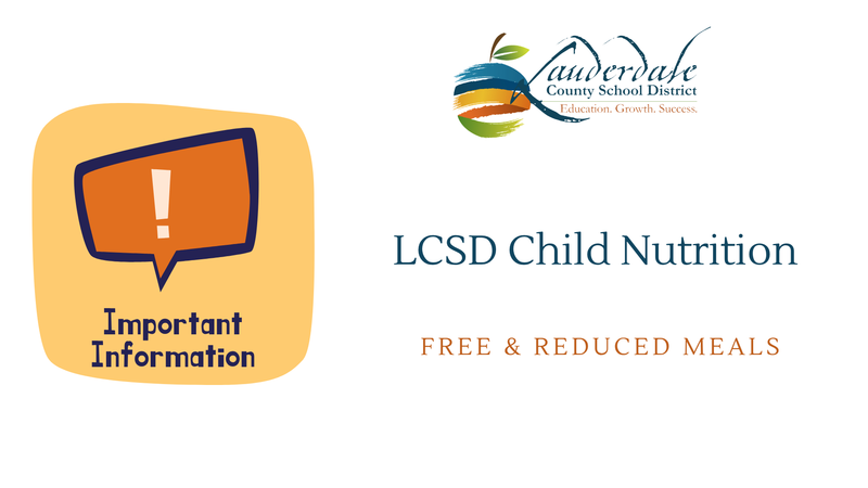 LCSD Child Nutrition Free & Reduced Meals Reminder Graphic