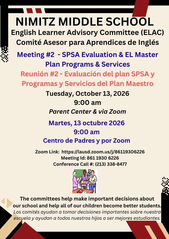 ELAC Meeting - Reunion del ELAC - Oct. 13 at 9:00am Featured Photo