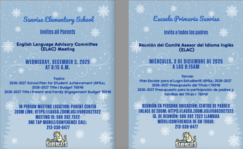 ELAC Meeting flyer 12-3-25