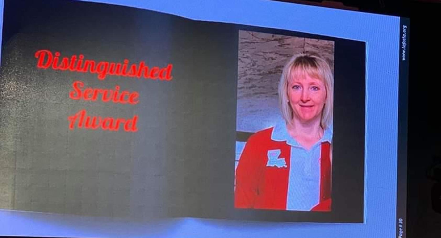 FCCLA-Mrs. Jennifer Hebert received the 2020 Distinguished Service Award at the LA. State Conference in Alexandria.
