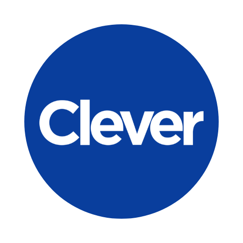 Clever in a blue circle