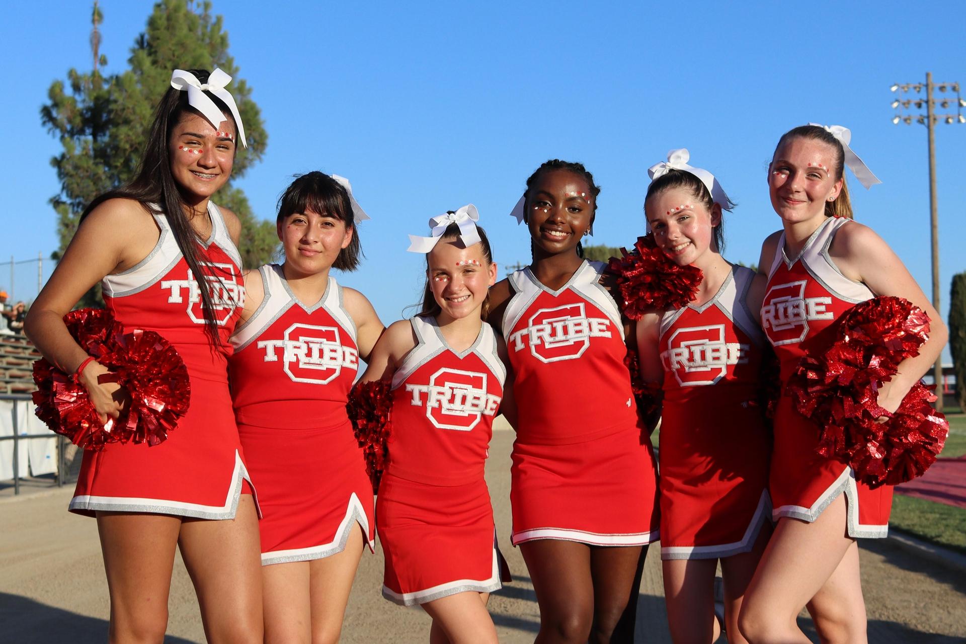 junior varsity cheerleaders at the Kerman game