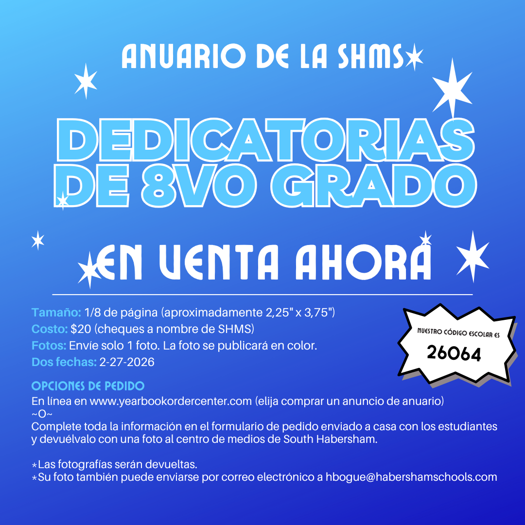 8th Grade Dedication Information - Spanish