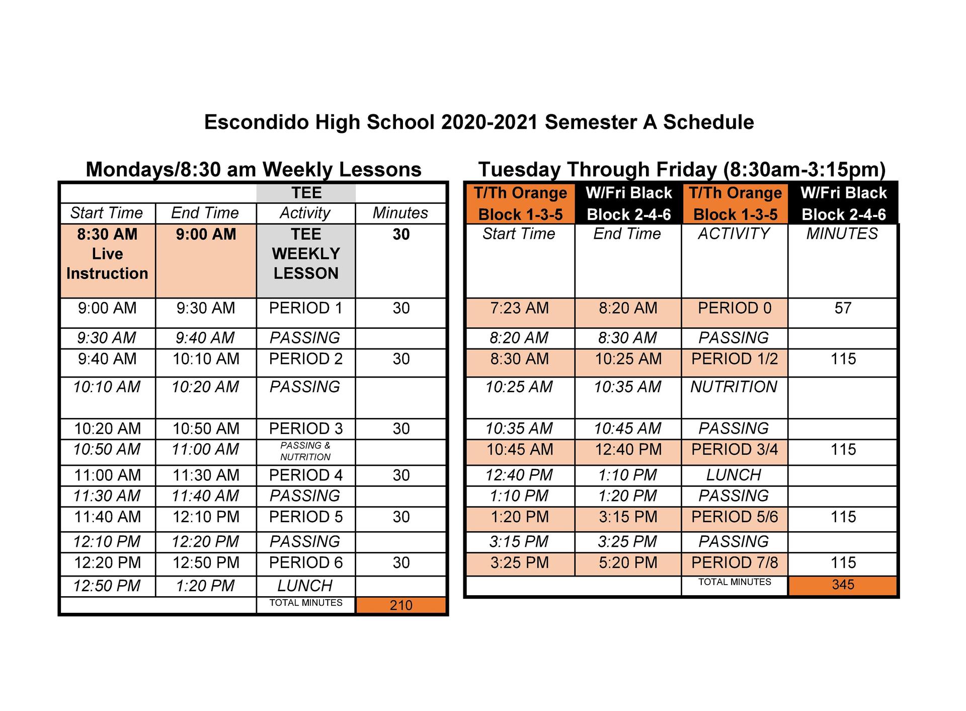 bell schedule
