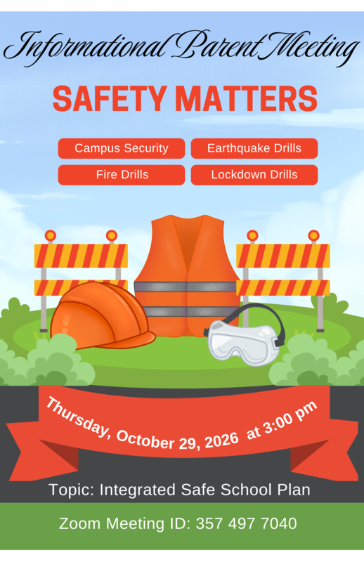 Integrated Safe School Plan (ISSP) Informational Parent Meeting on Thursday, October 29 at 3 pm via Zoom