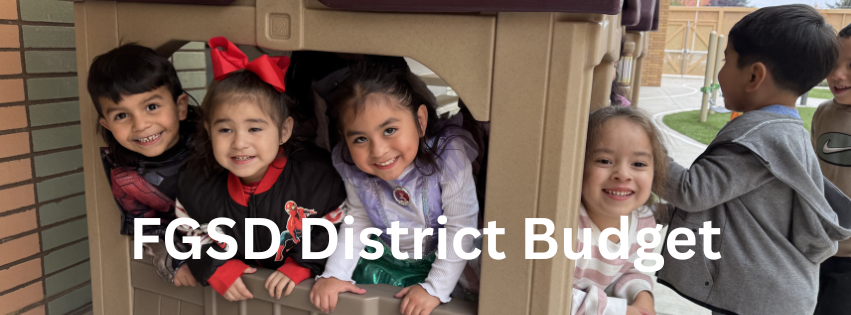 kindergarten students leaning out the window of a playhouse, smiling
