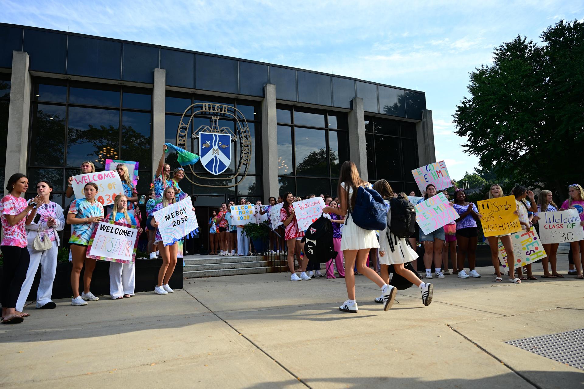 Students Walking Into Mercy On Their First Day