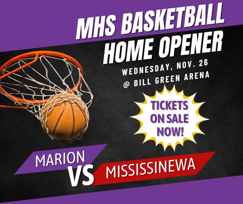 promo graphic - Marion vs. Mississinewa basketball tickets on sale