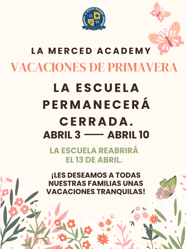 Anuncio sobre las vacaciones de primavera