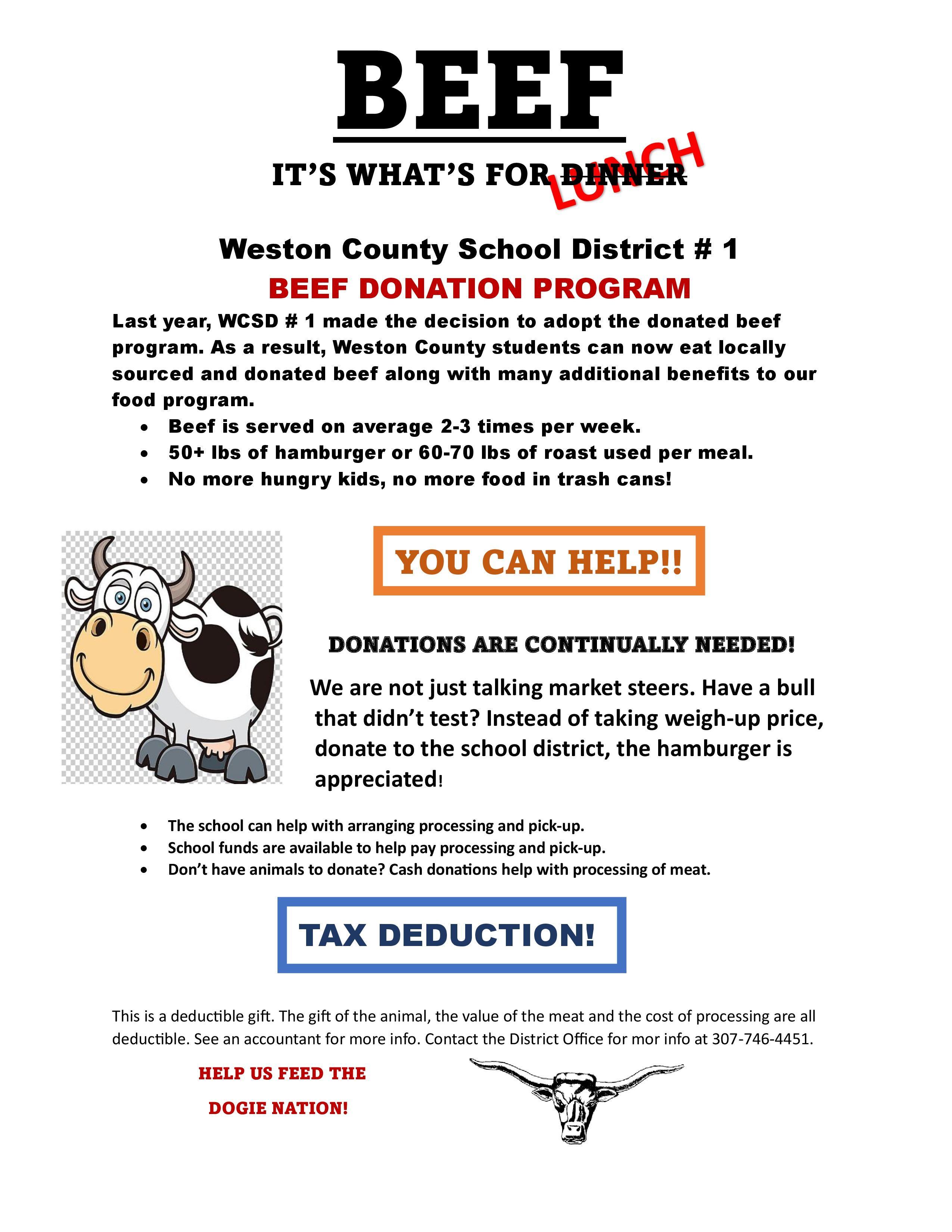 WCSD #1 Beef Donation Program | Weston Co School District 1
