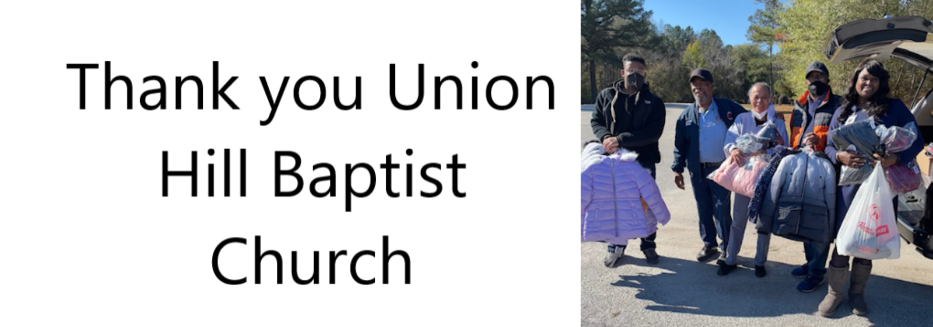 Union Hill Baptist Church donated warm coats for our students.