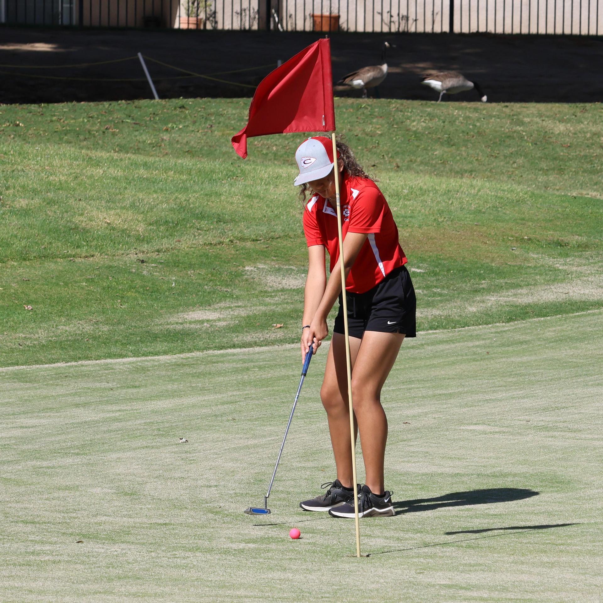 Girls golfers in action at the championships