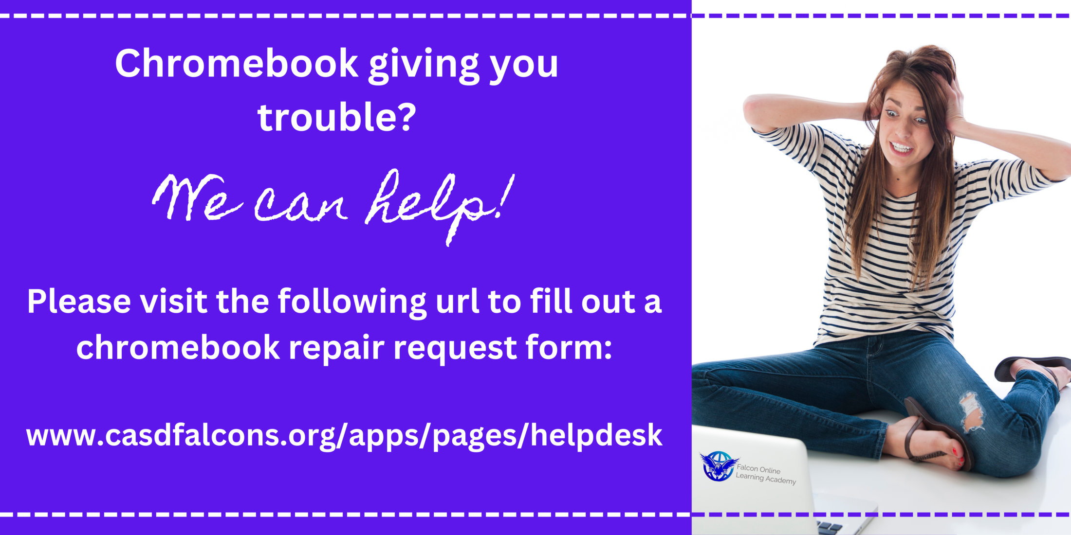 Chromebook issue? Falcon Online Learning Academy Connellsville Area SD