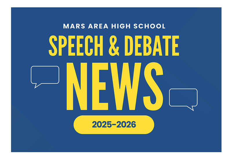 yellow text on a blue background