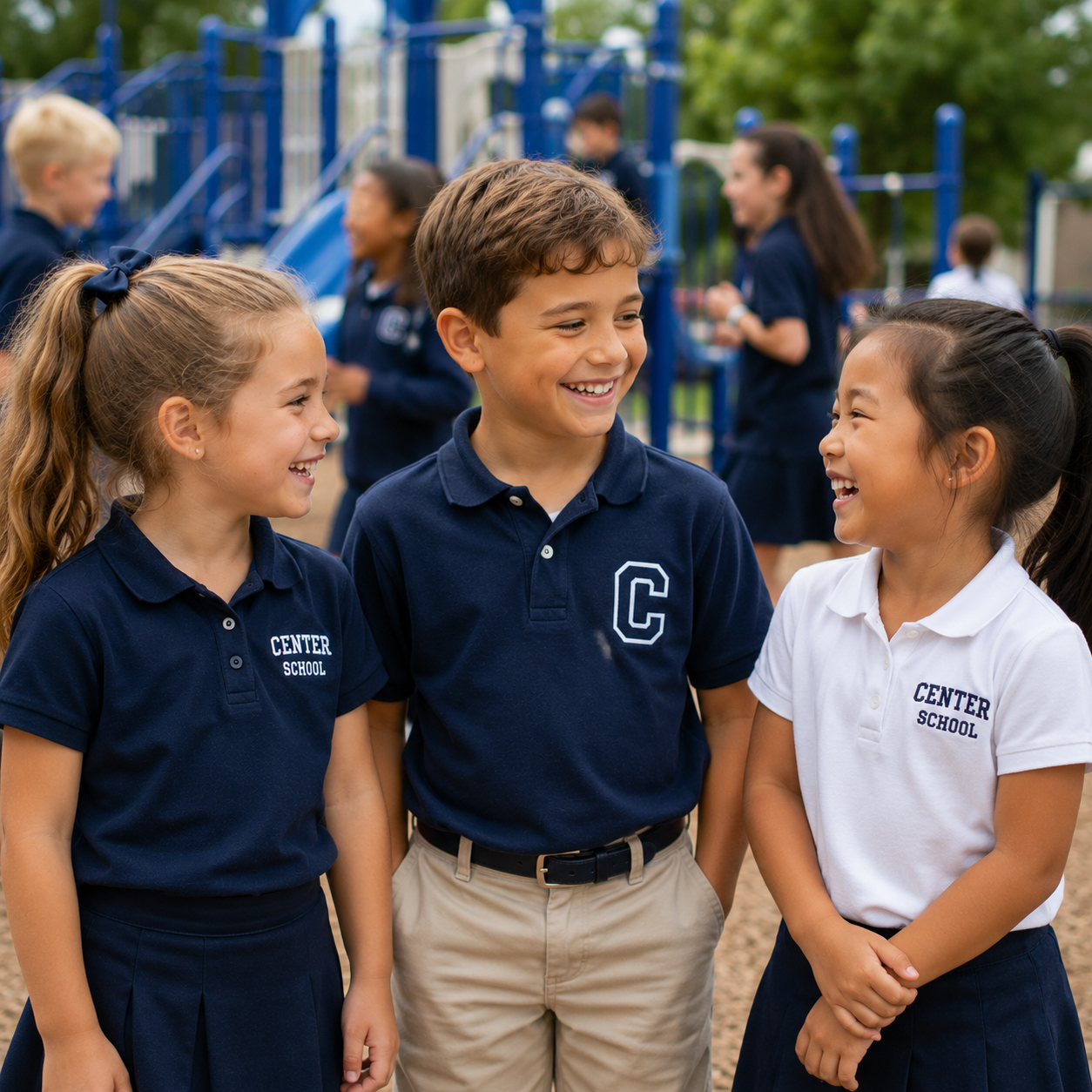 Center School students enjoying recess