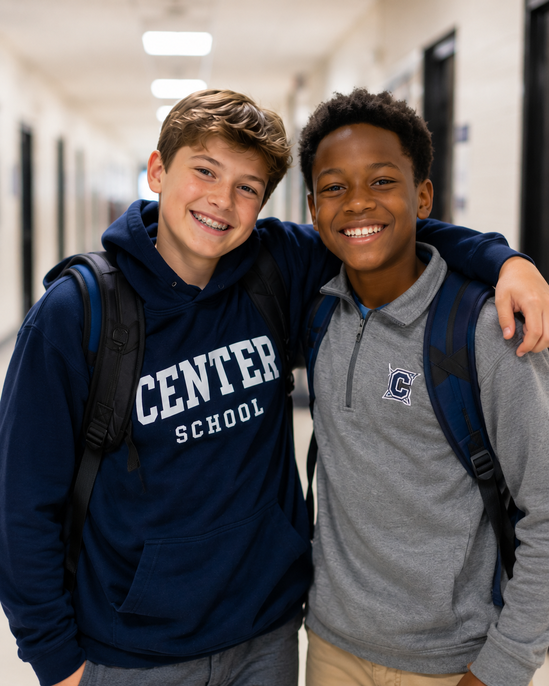 Center School students hanging out together.