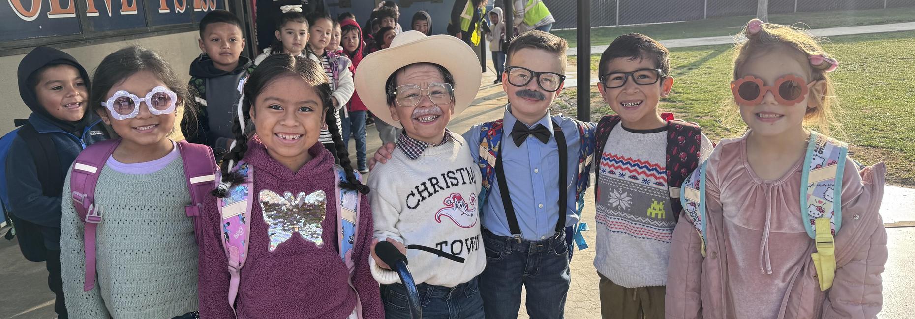 Kindergarten students celebrating 100 days of school