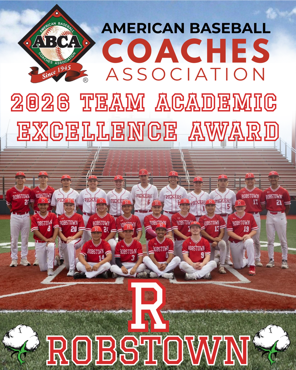 Baseball team posing for the 2026 Academic Excellence Award with a logo above.
