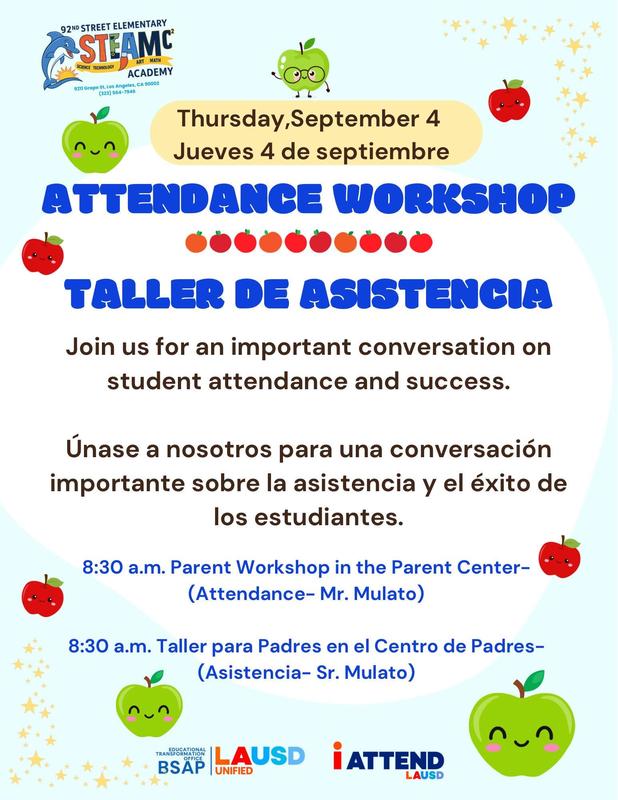 Parent Workshop: Attendance Workshop/Taller De Asistencia Featured Photo