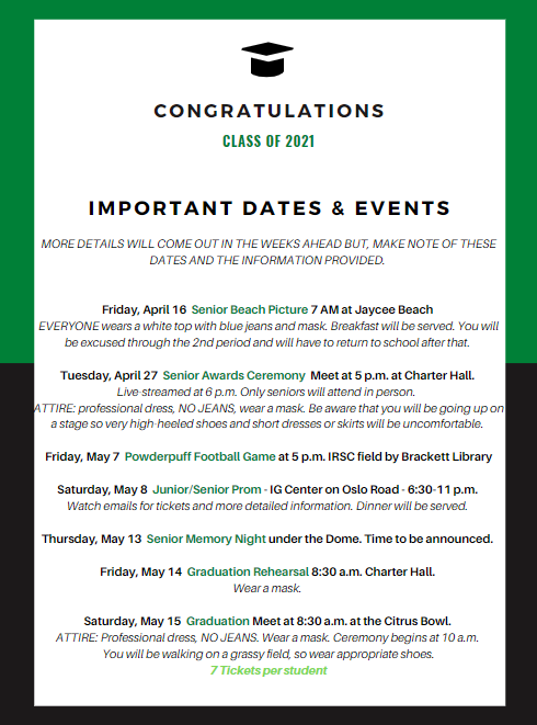 Need to Know Dates for the Senior Class Featured Photo