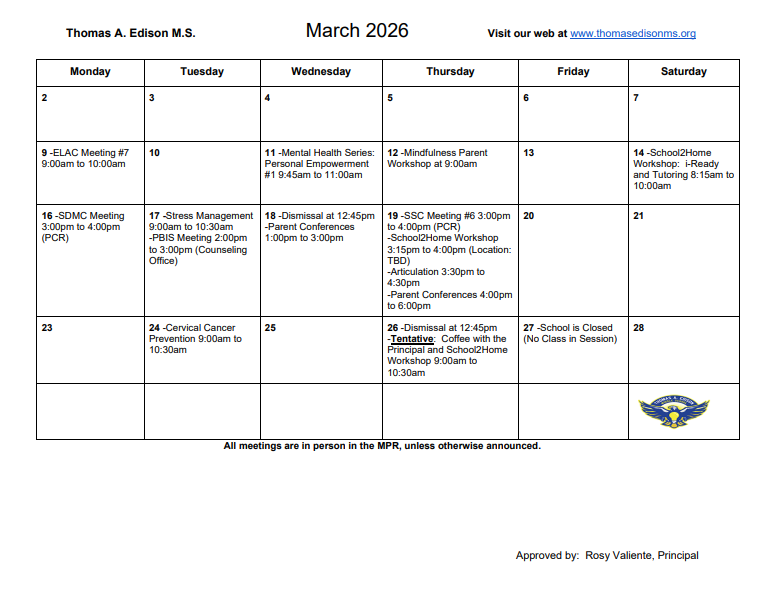 March Calendar Featured Photo