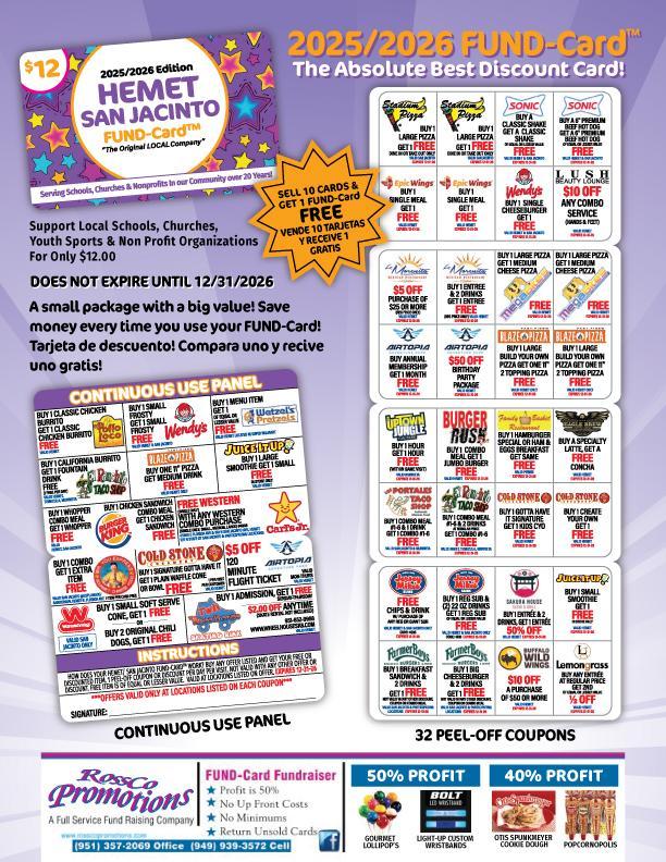 Discount Cards for Sale in the School Office