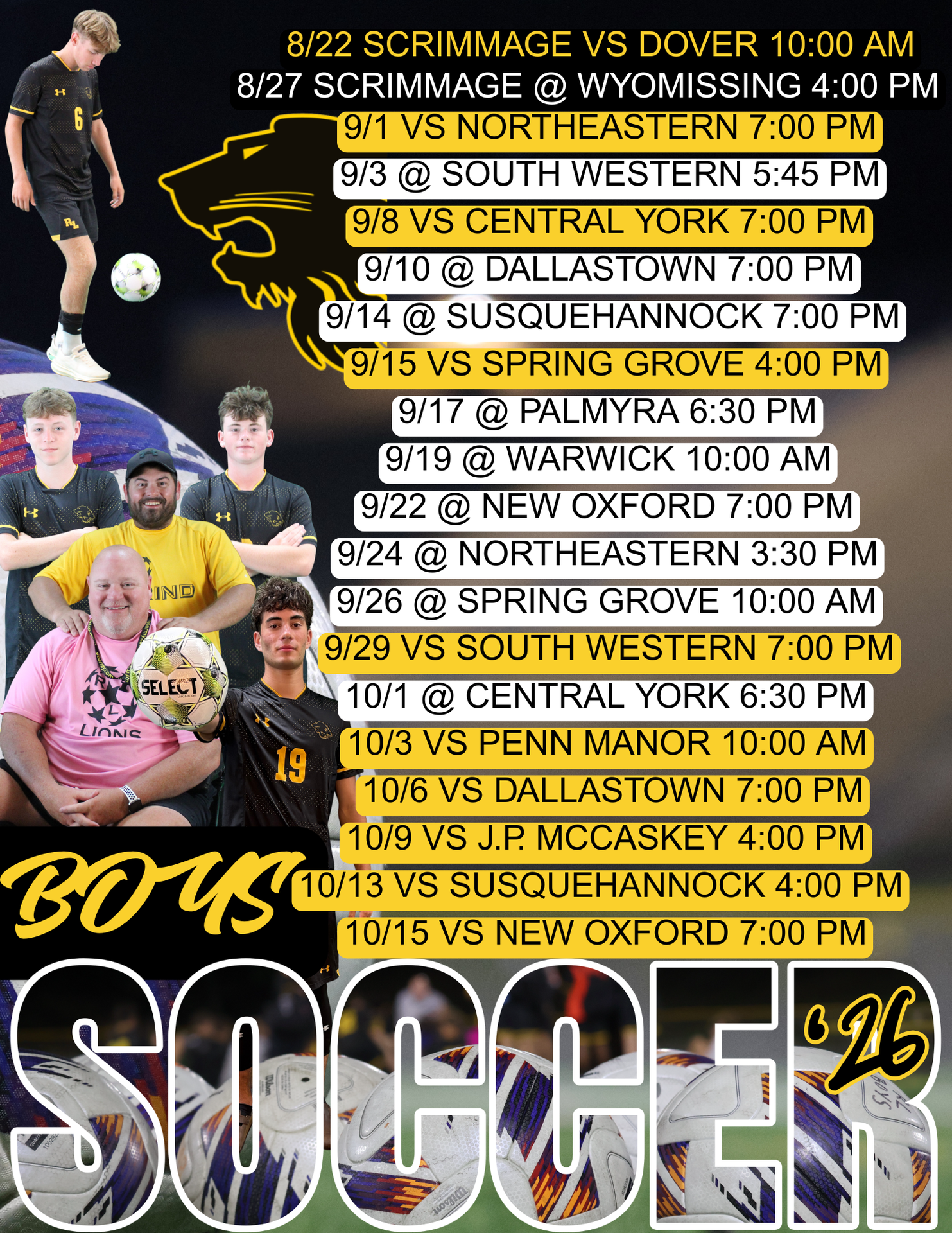 boys soccer schedule