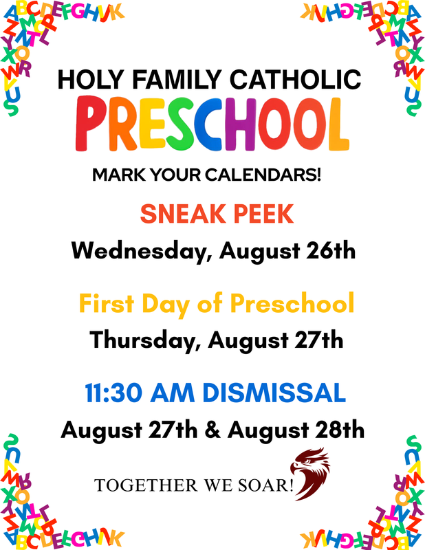 Preschool - Important Dates! Featured Photo
