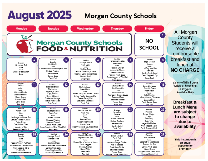 August 2025 Menu