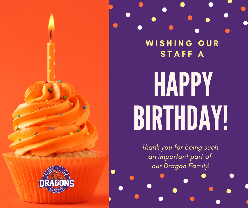 Happy Birthday Staff October with orange cupcake