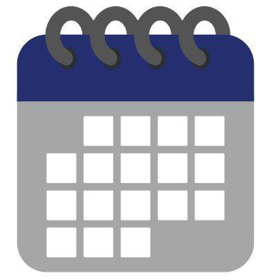 Grey, navy blue, and light blue calendar.