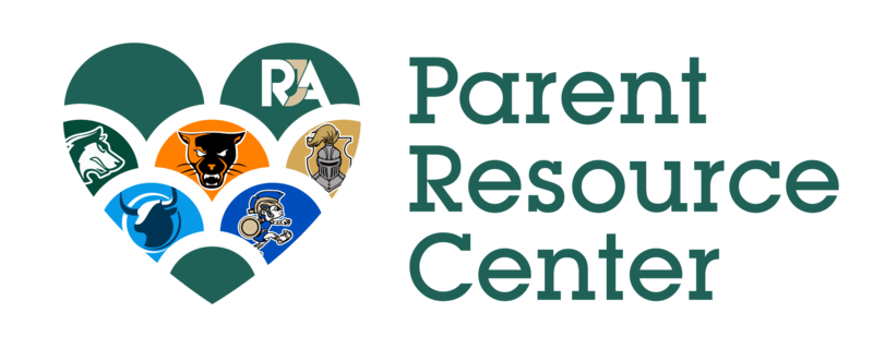 PRC Logo. To the left is a heart that includes all our site mascots inside. To the right it reads Parent Resource Center.