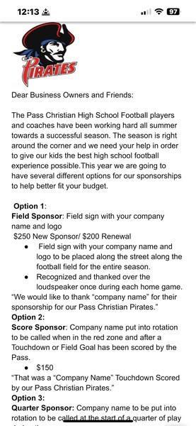 Just a reminder of our sponsorship opportunities!